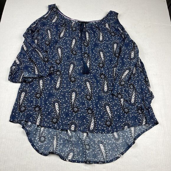 Nanette Lepore Cold Shoulder Peasant Blouse Paisley 3/4 Sleeve Casual Top XL - Picture 1 of 10